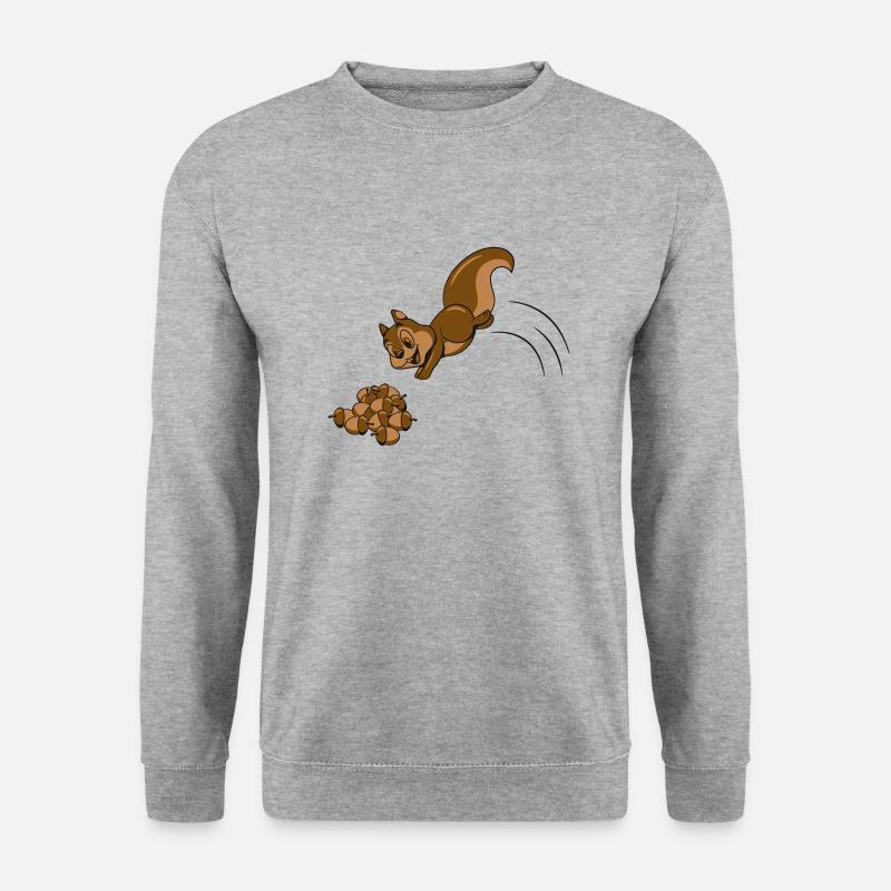 Eichhörnchen nüsse nuss - Unisex Pullover - Weißgrau meliert