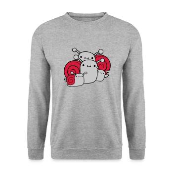 Parents Children Snails - Unisex Sweatshirt - salt & pepper - Front - Alina (178cm) & Michal (187cm)
