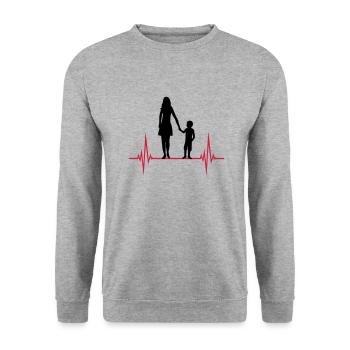 Maman Fils Pulse - Sweat-shirt Unisexe - gris chiné - Devant - Alina (178cm) & Michal (187cm)