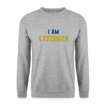 I am ukrainian grunge flag outline - Unisex Sweatshirt - salt & pepper - Front - Alina (178cm) & Michal (187cm)