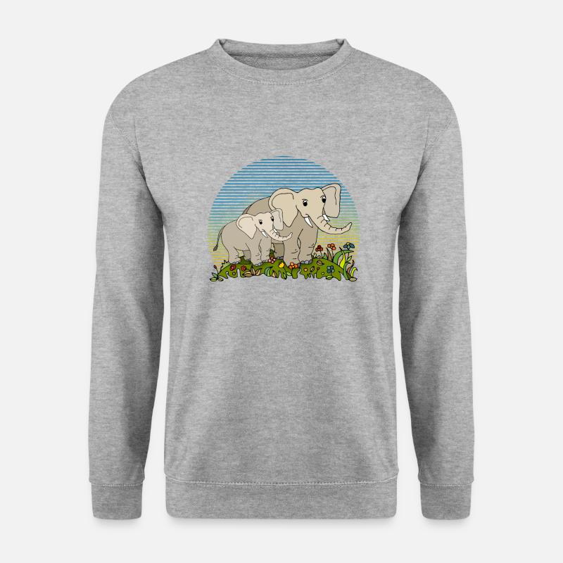 Elefanten - Unisex Pullover - Weißgrau meliert