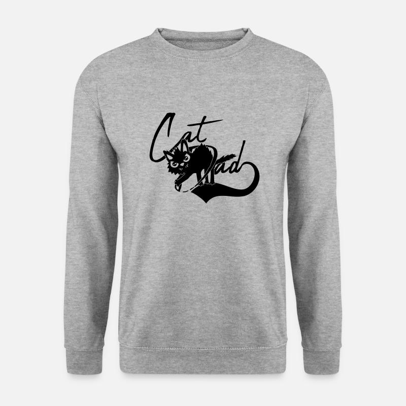 Cat Dad Katzenfreund Design - Unisex Pullover - Weißgrau meliert