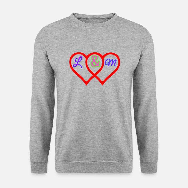 L M - Unisex Pullover - Weißgrau meliert