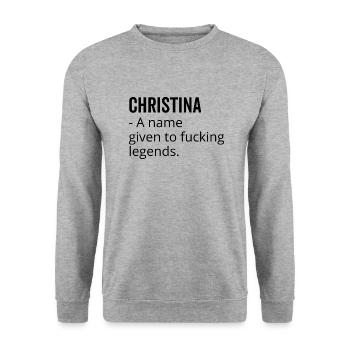 Christina un nom donné à Fucking Legends - Sweat-shirt Unisexe - gris chiné - Devant - Alina (178cm) & Michal (187cm)