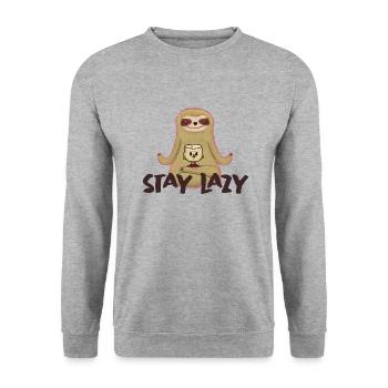 Stay Lazy - Sloth - Unisex Sweatshirt - salt & pepper - Front - Alina (178cm) & Michal (187cm)
