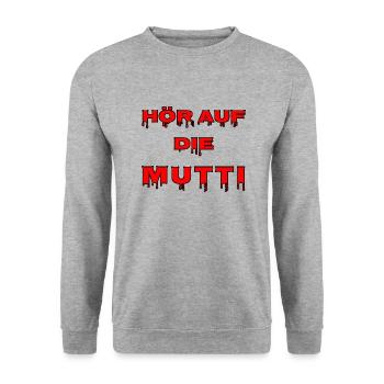Hör auf die Mutti - Unisex Pullover - Weißgrau meliert - Vorne - Alina (178cm) & Michal (187cm)