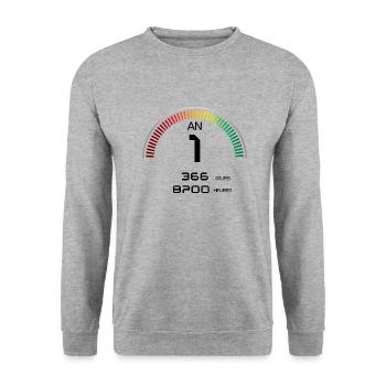 Anniversaire 1 an Compteur - Sweat-shirt Unisexe - gris chiné - Devant - Alina (178cm) & Michal (187cm)