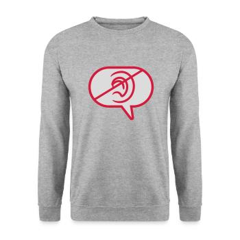 Do not hear symbol speech bubble - Unisex Sweatshirt - salt & pepper - Front - Alina (178cm) & Michal (187cm)