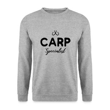 Carp Specialist - Angeln, Angler - Unisex Pullover - Weißgrau meliert - Vorne - Alina (178cm) & Michal (187cm)