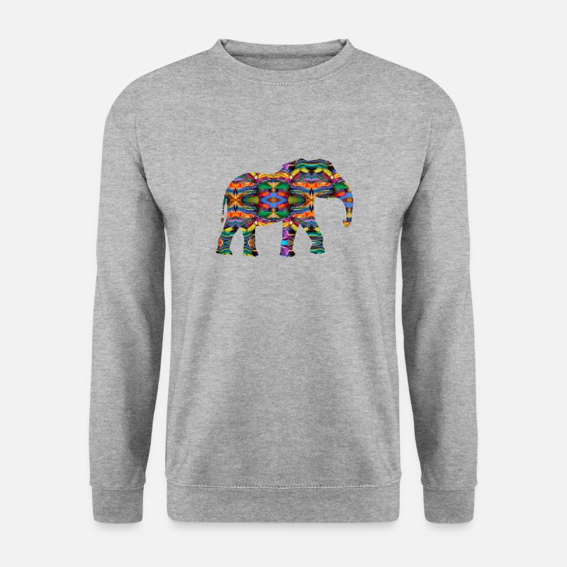 kunterbunter Elefant - Unisex Pullover - Weißgrau meliert