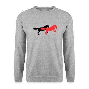 horses - Unisex Pullover - Weißgrau meliert - Vorne - Alina (178cm) & Michal (187cm)