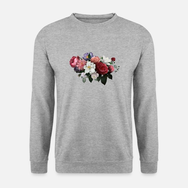 Aquarell Blumen - Unisex Pullover - Weißgrau meliert
