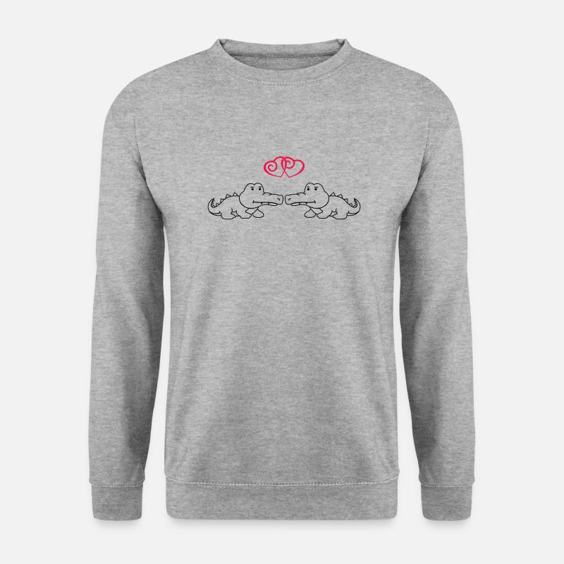 krokodil love - Unisex Pullover - Weißgrau meliert