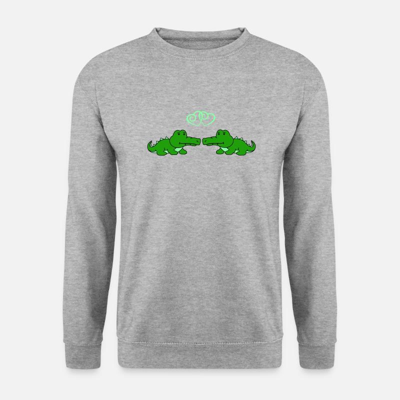 krokodil love - Unisex Pullover - Weißgrau meliert