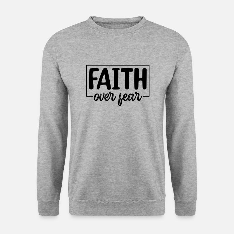 Faith over Fear - Unisex Pullover - Weißgrau meliert