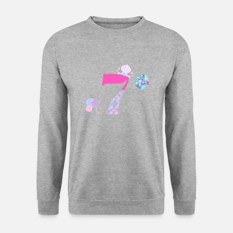 7. Geburtstag Meerjungfrau - Unisex Pullover - Weißgrau meliert