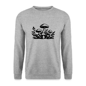 Pilze Mushrooms - Unisex Sweatshirt - salt & pepper - Front - Alina (178cm) & Michal (187cm)