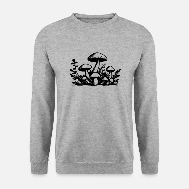 Pilze Mushrooms - Unisex Pullover - Weißgrau meliert