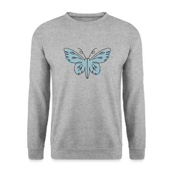 Abstraktes Design Schmetterling - Unisex Pullover - Weißgrau meliert - Vorne - Alina (178cm) & Michal (187cm)