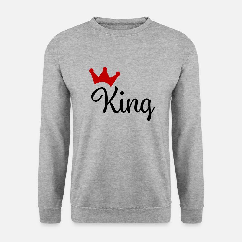 King mit Krone - Unisex Pullover - Weißgrau meliert