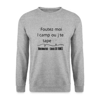 Foutez moi l camp ou je te tape - Sweat-shirt Unisexe - gris chiné - Devant - Alina (178cm) & Michal (187cm)