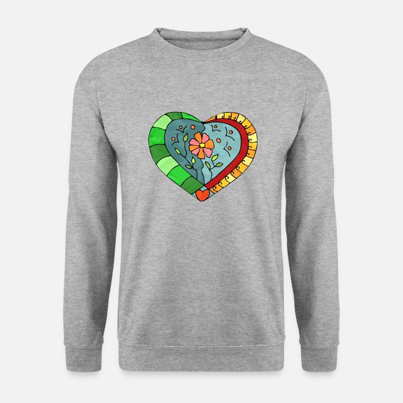 Herz - Unisex Pullover - Weißgrau meliert