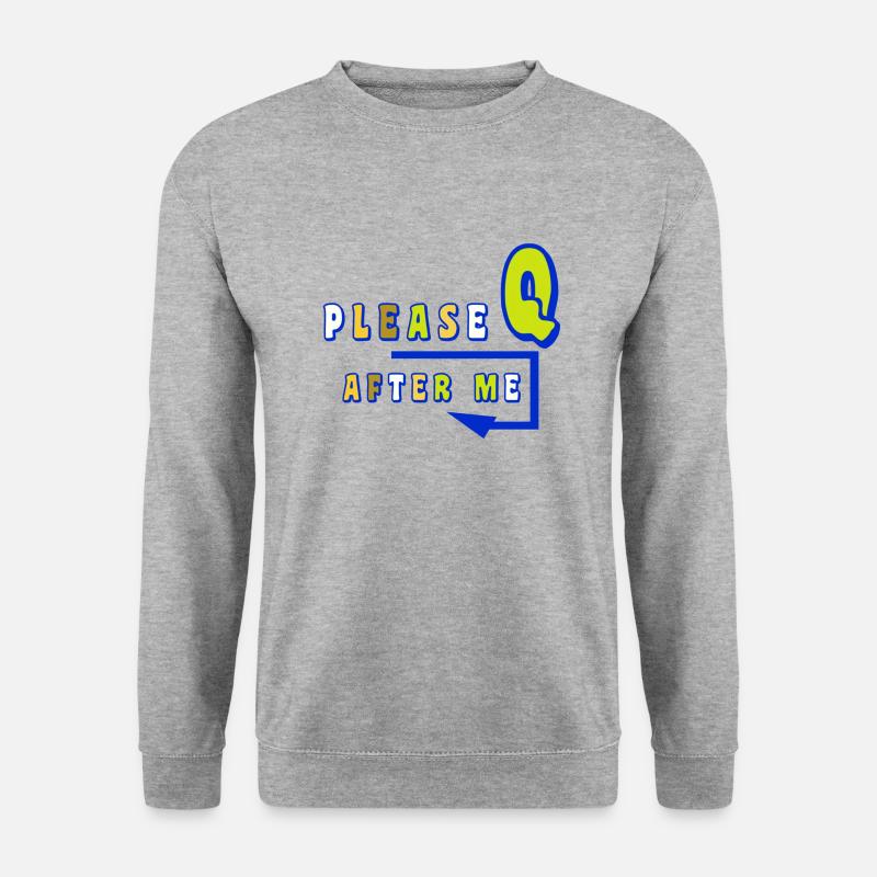 Bitte anstellen - Unisex Pullover - Weißgrau meliert