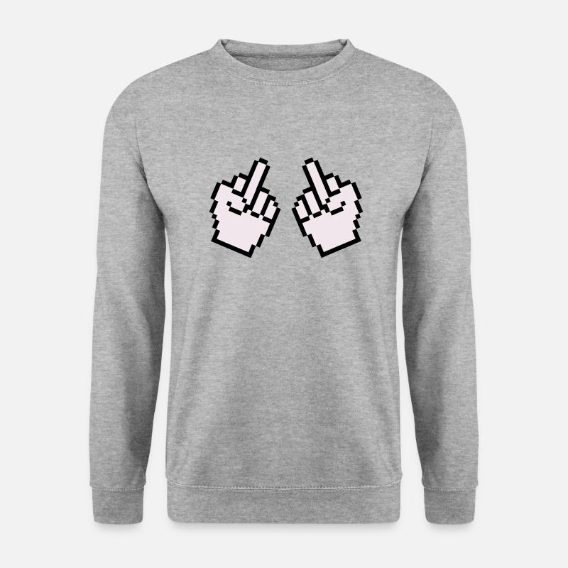 mittelfinger pixel 2 - Unisex Pullover - Weißgrau meliert