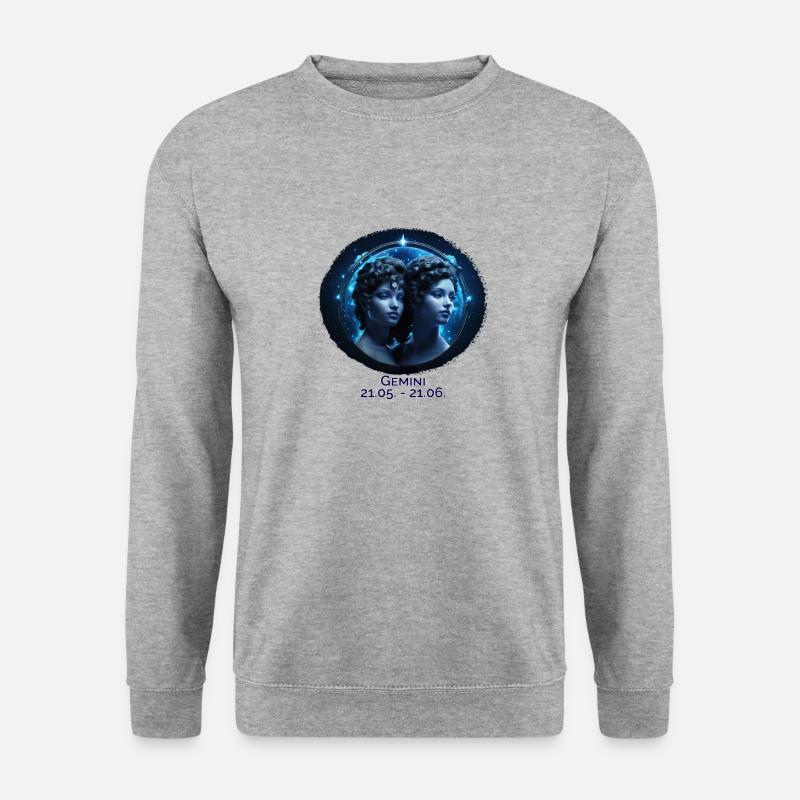 Sternzeichen Zwilling F Datum - Unisex Pullover - Weißgrau meliert