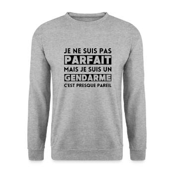 Pas parfait mais gendarme c'est presque pareil - Sweat-shirt Unisexe - gris chiné - Devant - Alina (178cm) & Michal (187cm)
