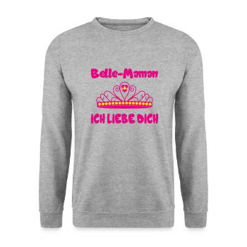 Belle Maman ich liebe dich - Sweat-shirt Unisexe - gris chiné - Devant - Alina (178cm) & Michal (187cm)