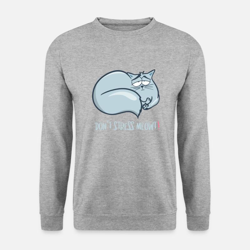 Kein Stress Katze - Unisex Pullover - Weißgrau meliert