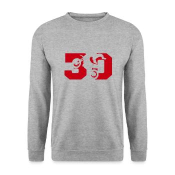 Moto 30 Biker - Unisex Pullover - Weißgrau meliert - Vorne - Alina (178cm) & Michal (187cm)