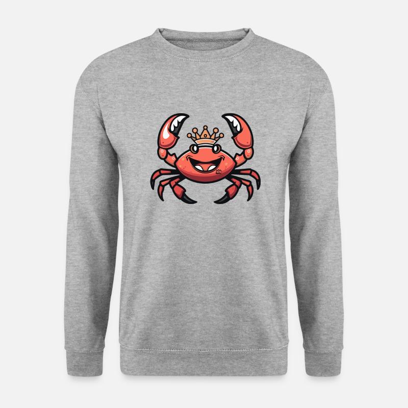 Krebs Krabbe Comic Krone - Unisex Pullover - Weißgrau meliert