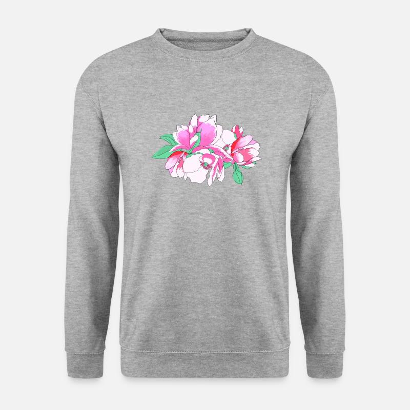 Rosa Blumenstrauß - Unisex Pullover - Weißgrau meliert