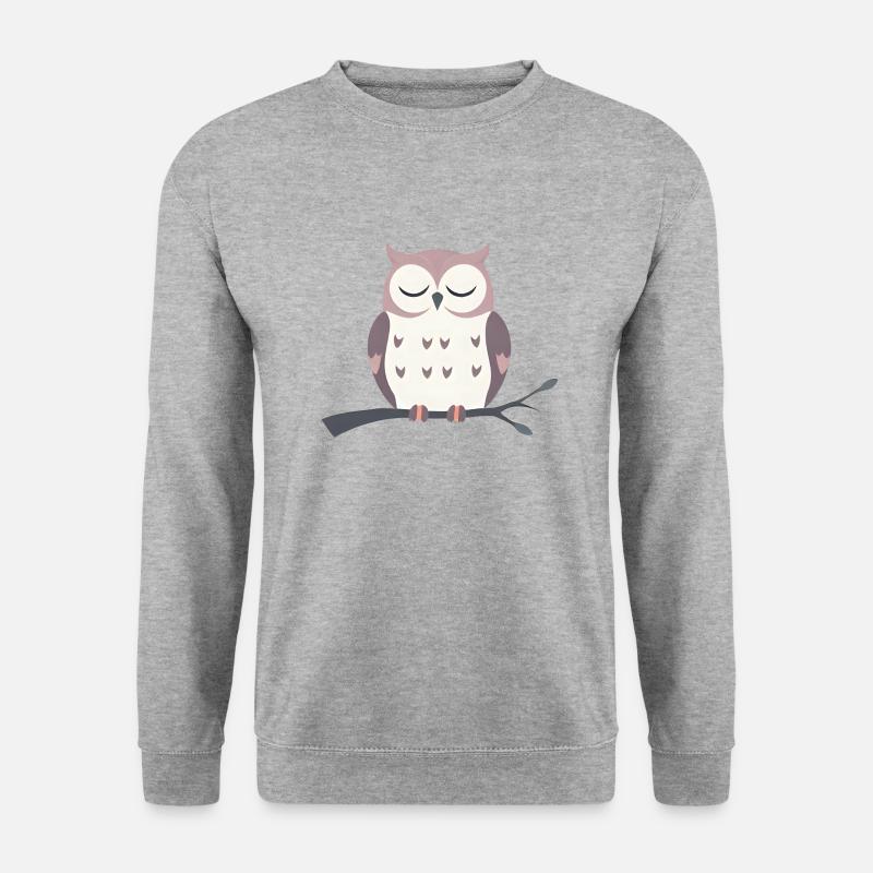 Schläfrige Eule - Unisex Pullover - Weißgrau meliert