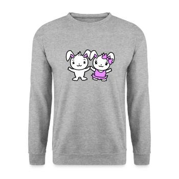 2 Bunnies Two Girlfriend Love Couple In Love Cute - Unisex Sweatshirt - salt & pepper - Front - Alina (178cm) & Michal (187cm)