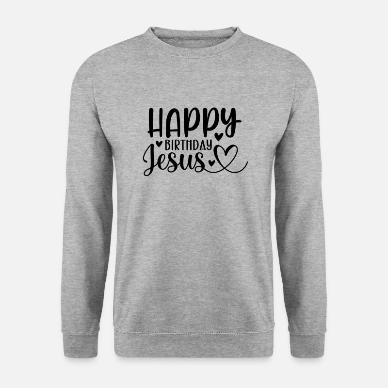 Happy Birthday Jesus - Unisex Pullover - Weißgrau meliert