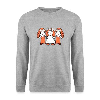 3 oiseaux équipe mariée filles trois petites amies mariage - Sweat-shirt Unisexe - gris chiné - Devant - Alina (178cm) & Michal (187cm)