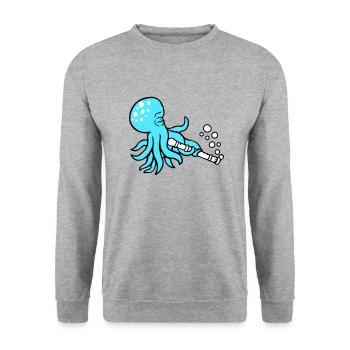 Octopus Flute Music Playing Bubbles Underwater - Unisex Sweatshirt - salt & pepper - Front - Alina (178cm) & Michal (187cm)