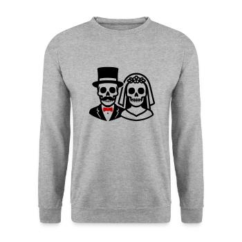 Mariage Squelette Mariée Marié Couple - Sweat-shirt Unisexe - gris chiné - Devant - Alina (178cm) & Michal (187cm)
