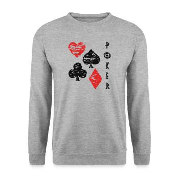 Poker Life - Unisex Sweatshirt - salt & pepper - Front - Alina (178cm) & Michal (187cm)