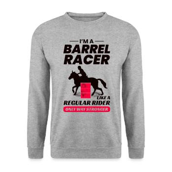 Barrel Racer Reiten Racing Rodeo Lustig - Unisex Pullover - Weißgrau meliert - Vorne - Alina (178cm) & Michal (187cm)