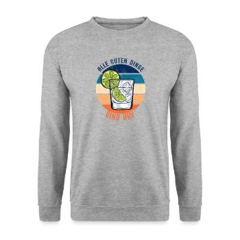 Alle Guten Dinge Sind Dry Lustiges Gin Wortspiel - Unisex Pullover - Weißgrau meliert - Vorne - Alina (178cm) & Michal (187cm)
