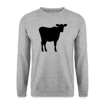 Kuh - Unisex Pullover - Weißgrau meliert - Vorne - Alina (178cm) & Michal (187cm)