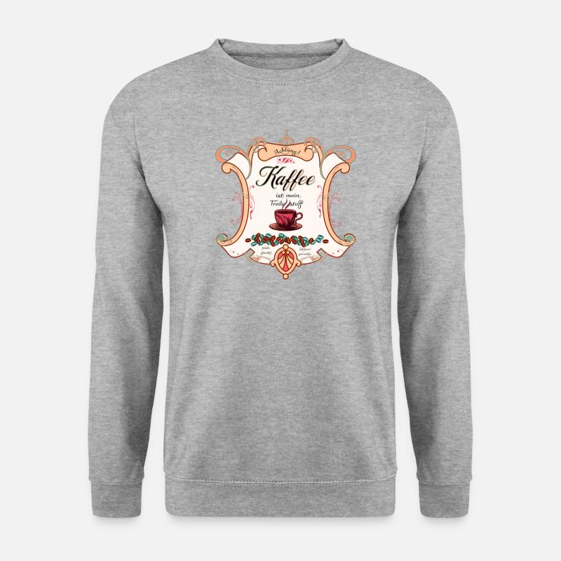 Kaffee ist mein Treibstoff rot - Unisex Pullover - Weißgrau meliert