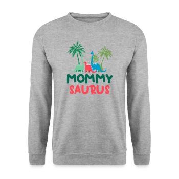 Dinosaur Birthday Mommy Saurus Matching Family - Unisex Sweatshirt - salt & pepper - Front - Alina (178cm) & Michal (187cm)
