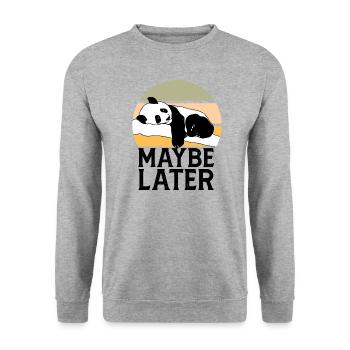 Sarcastic Lazy Maybe Later Panda Face - Unisex Sweatshirt - salt & pepper - Front - Alina (178cm) & Michal (187cm)