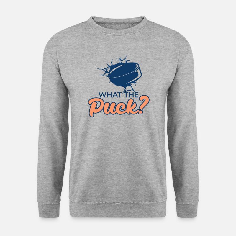 What The Puck Funny Ice Hockey - Unisex Pullover - Weißgrau meliert