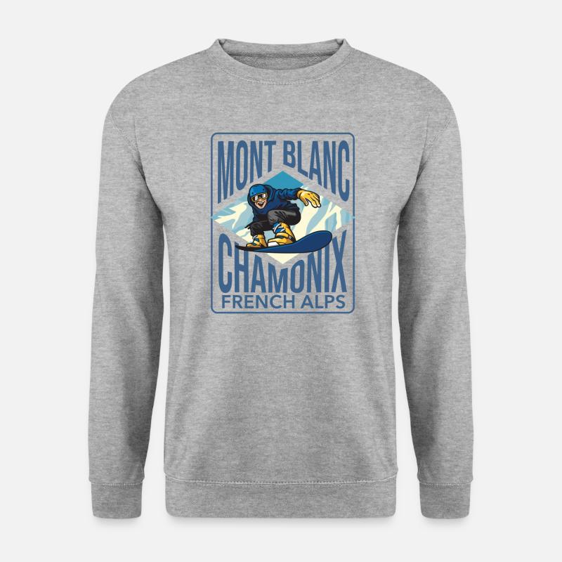 Chamonix Mont Blanc Snowboarding 3 - Sweat-shirt Unisexe - gris chiné